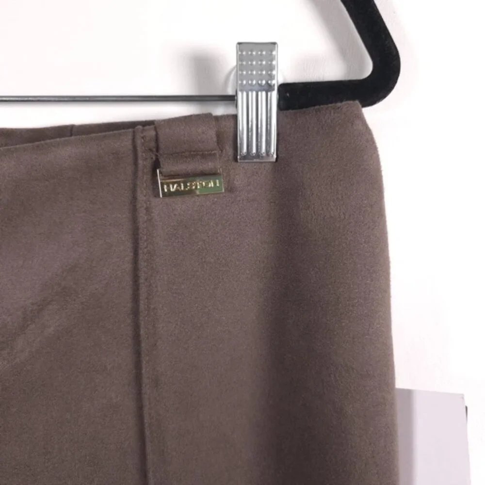 NWT HALSTON Faux Suede Pull on Pants‎ Taupe SOFT STRETCHY H1406AMX Size LARGE